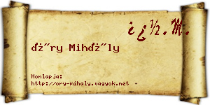 Őry Mihály névjegykártya